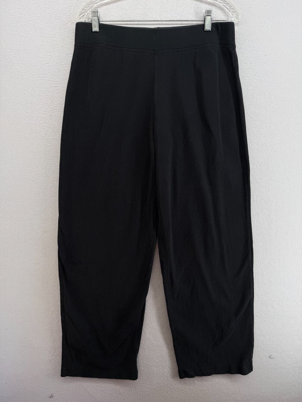 EILEEN FISHER Pants M Heavy Brushed Jersey Cotton Full Length Pull On Black